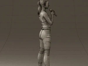 woman in red legents and microphone 0633 3D Model