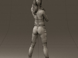 woman in red legents and microphone 0633 Modelo 3D