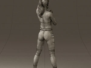 woman in red legents and microphone 0633 3D Model