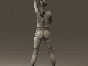 woman in red legents and microphone 0633 Modelo 3D