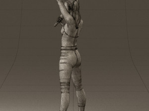 woman in red legents and microphone 0633 Modelo 3D