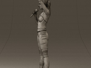 woman in red legents and microphone 0633 Modelo 3D
