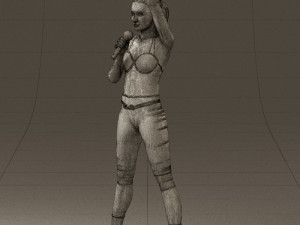woman in red legents and microphone 0633 Modelo 3D