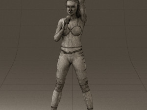 woman in red legents and microphone 0633 Modelo 3D