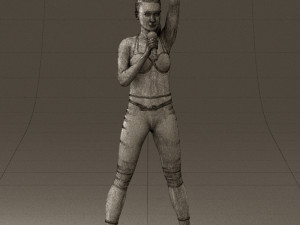 woman in red legents and microphone 0633 Modelo 3D