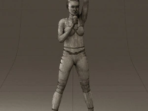 woman in red legents and microphone 0633 3D Model