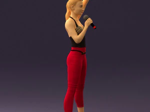 woman in red legents and microphone 0633 3d print ready 3D Print Model