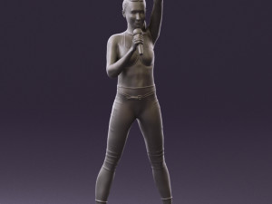 woman in red legents and microphone 0633 3d print ready 3D Baskı Modeli