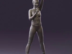 woman in red legents and microphone 0633 3d print ready 3D Print Model