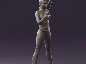 woman in red legents and microphone 0633 3d print ready 3D Print Model