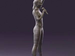 woman in red legents and microphone 0633 3d print ready 3D Print Model