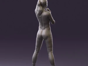 woman in red legents and microphone 0633 3d print ready 3D Print Model