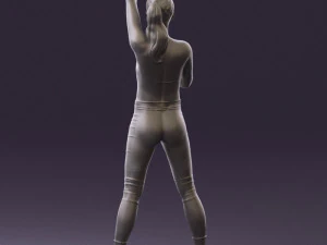 woman in red legents and microphone 0633 3d print ready 3D Print Model