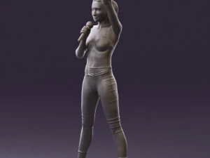woman in red legents and microphone 0633 3d print ready 3D Print Model