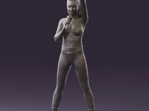 woman in red legents and microphone 0633 3d print ready 3D Print Model