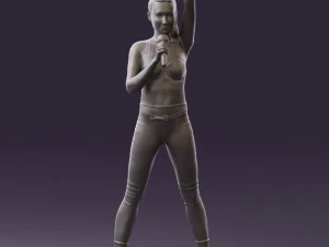 woman in red legents and microphone 0633 3d print ready 3D Print Model