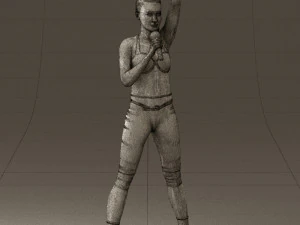woman in red legents and microphone 0633 3d print ready 3D Print Model