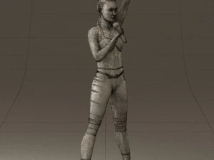 woman in red legents and microphone 0633 3d print ready 3D Print Model