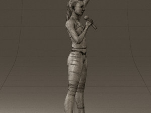 woman in red legents and microphone 0633 3d print ready 3D Baskı Modeli