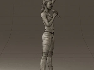 woman in red legents and microphone 0633 3d print ready 3D Print Model