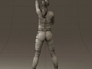 woman in red legents and microphone 0633 3d print ready 3D Print Model