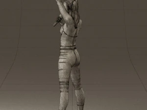 woman in red legents and microphone 0633 3d print ready 3D Print Model