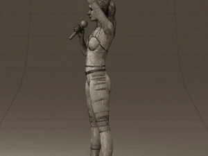 woman in red legents and microphone 0633 3d print ready 3D Print Model