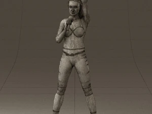 woman in red legents and microphone 0633 3d print ready 3D Print Model