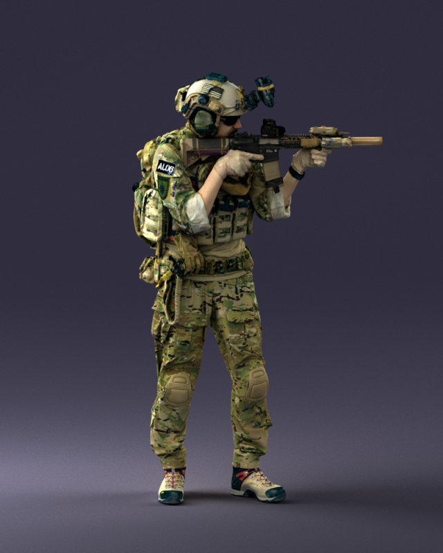 000167 Special Forces Soldier 0722 Modello 3D .c4d .max .obj .3ds .fbx .stl .blend