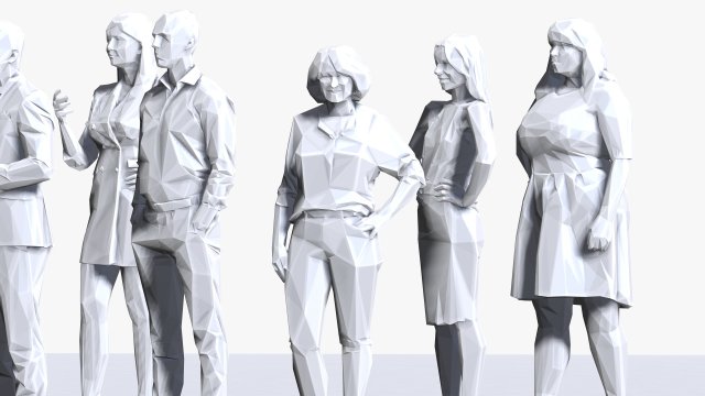 001211 100 people lowpoly 3D Модель .c4d .max .obj .3ds .fbx .stl .blend 