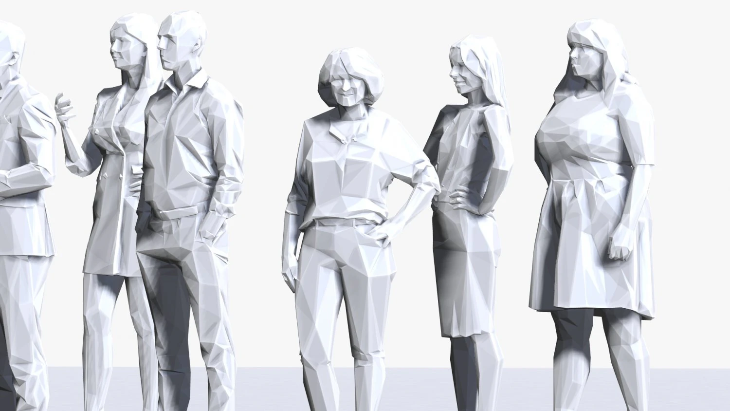 001211 100 people lowpoly 3D Model .c4d .max .obj .3ds .fbx .stl .blend