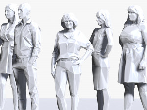 001211 100 people lowpoly 3D Model