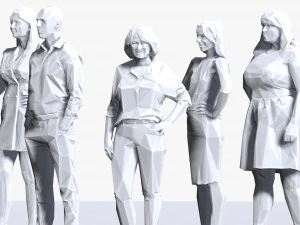 001211 100 pessoas lowpoly Modelo 3D