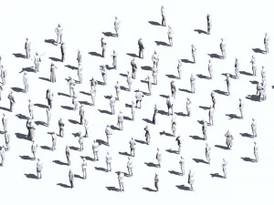 001211 100 people lowpoly 3D Model