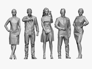 001211 100 people lowpoly 3D Model
