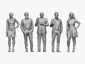 001211 100 people lowpoly 3D Model