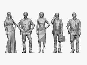 001211 100 people lowpoly 3D Model