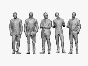 001211 100 people lowpoly 3D Model