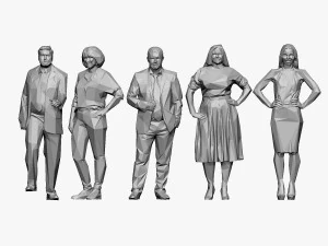 001211 100 people lowpoly 3D Model