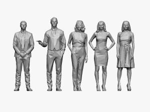 001211 100 people lowpoly 3D Model