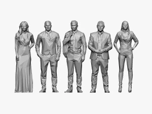 001211 100 people lowpoly 3D Model
