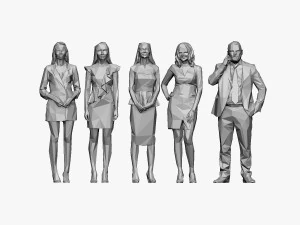 001211 100 people lowpoly 3D Model