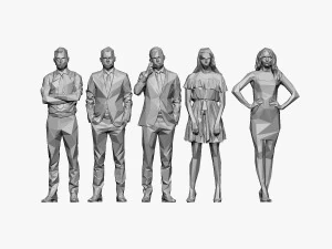 001211 100 people lowpoly 3D Model