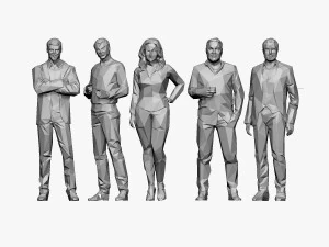 001211 100 people lowpoly 3D Model