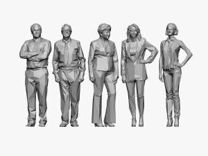 001211 100 people lowpoly 3D Model