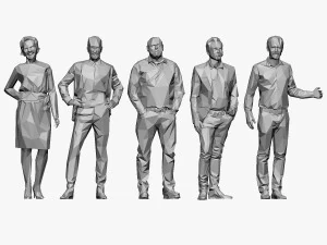 001211 100 people lowpoly 3D Model