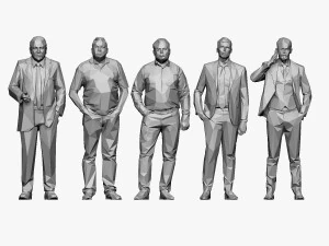 001211 100 people lowpoly 3D Model