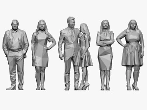 001211 100 people lowpoly 3D Model