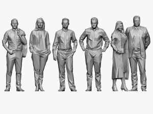 001211 100 people lowpoly 3D Model