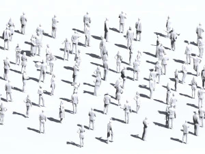 001211 100 people lowpoly 3D Model